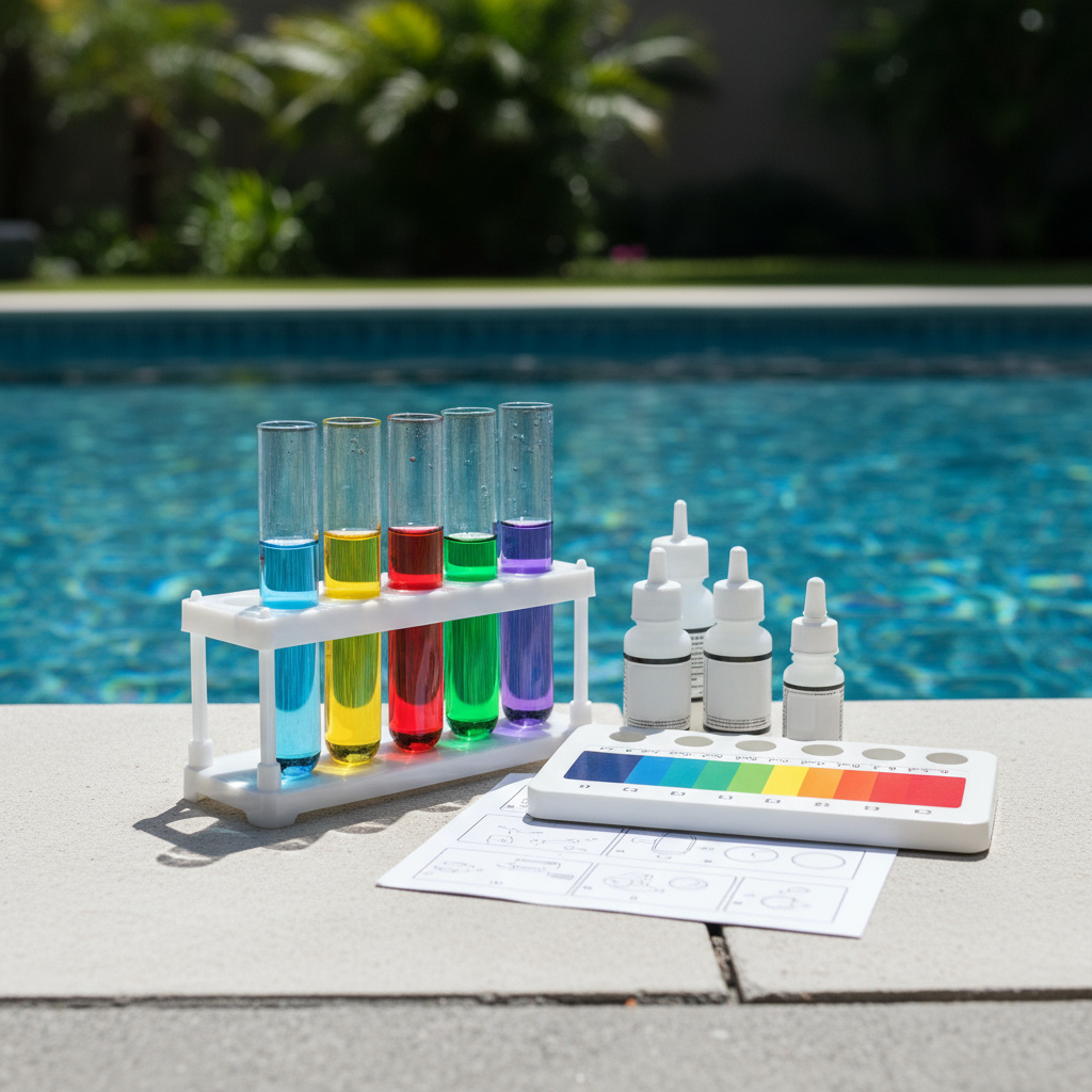 Professional water testing kit with vials and color comparator